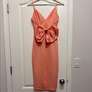 ASOS bow back peach dress